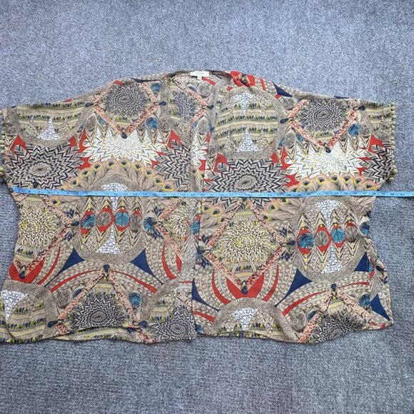 Umgee USA Cardigam Womens S/M Kimono Tribal Pom Pom Trim Sheer Open Boho Artsy - Picture 11 of 14